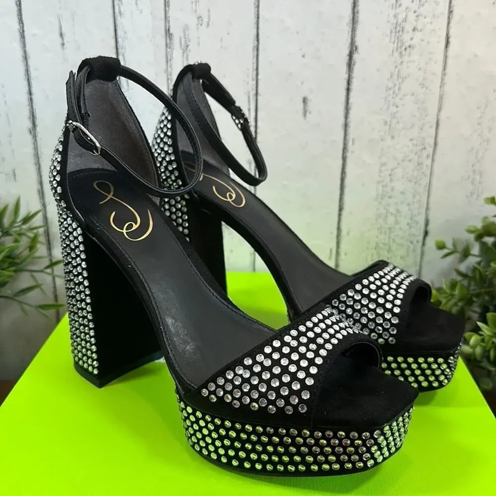Sam Edelman Black Platform Sandals with Silver Studs